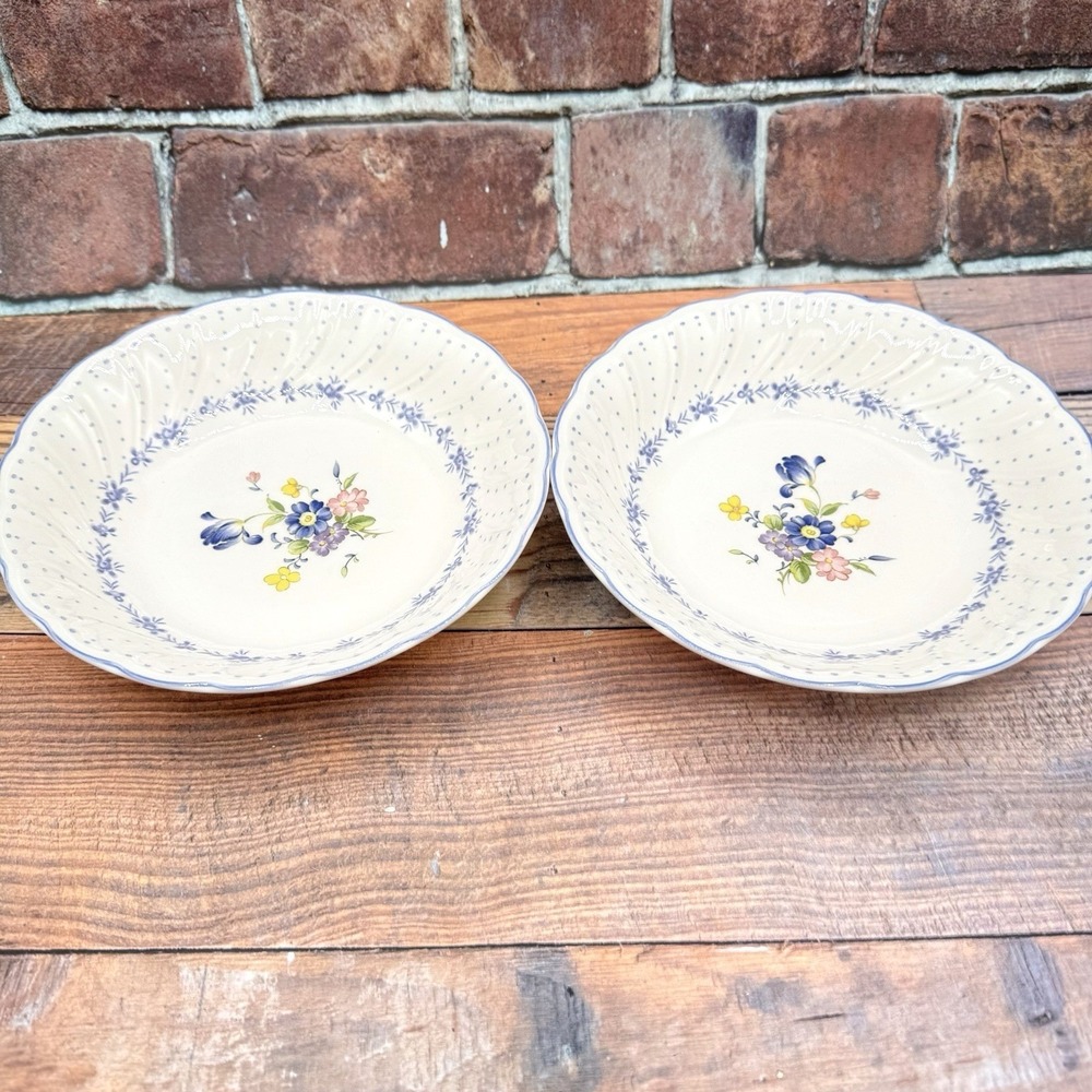 Nikko Blue Peony Soup Cereal Bowls Japan Set Of 2 Floral 1986 Blossomtime